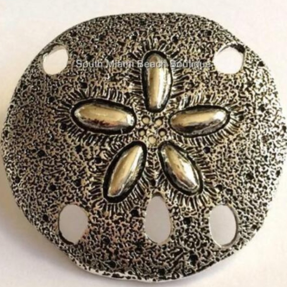 Silver Sand Dollar Pin Brooch Pendant Necklace Sea